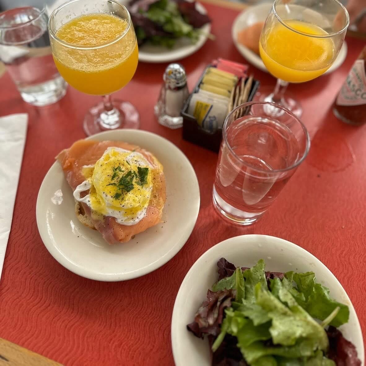 Eggs Benedict, gravlax, espresso