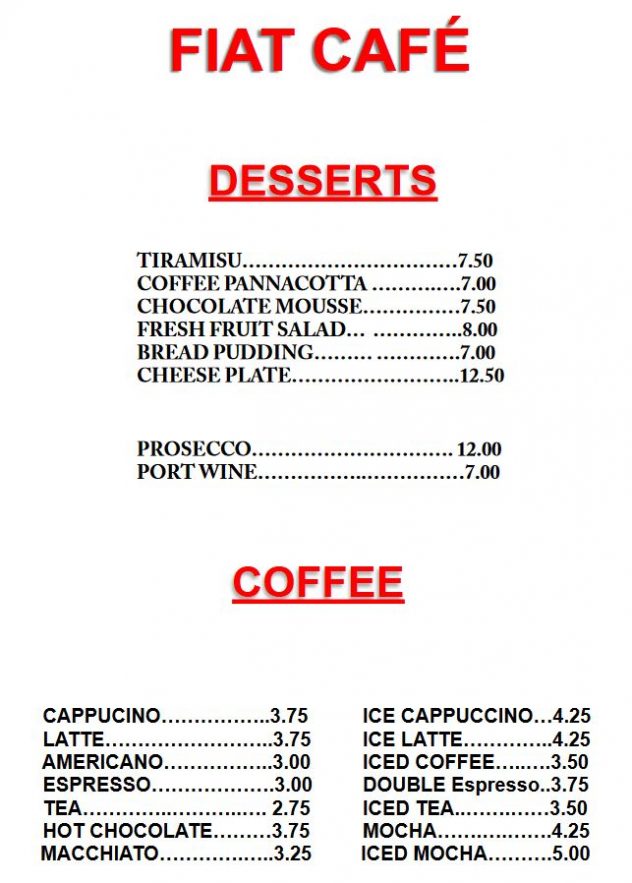 Fiat Desserts and Coffee